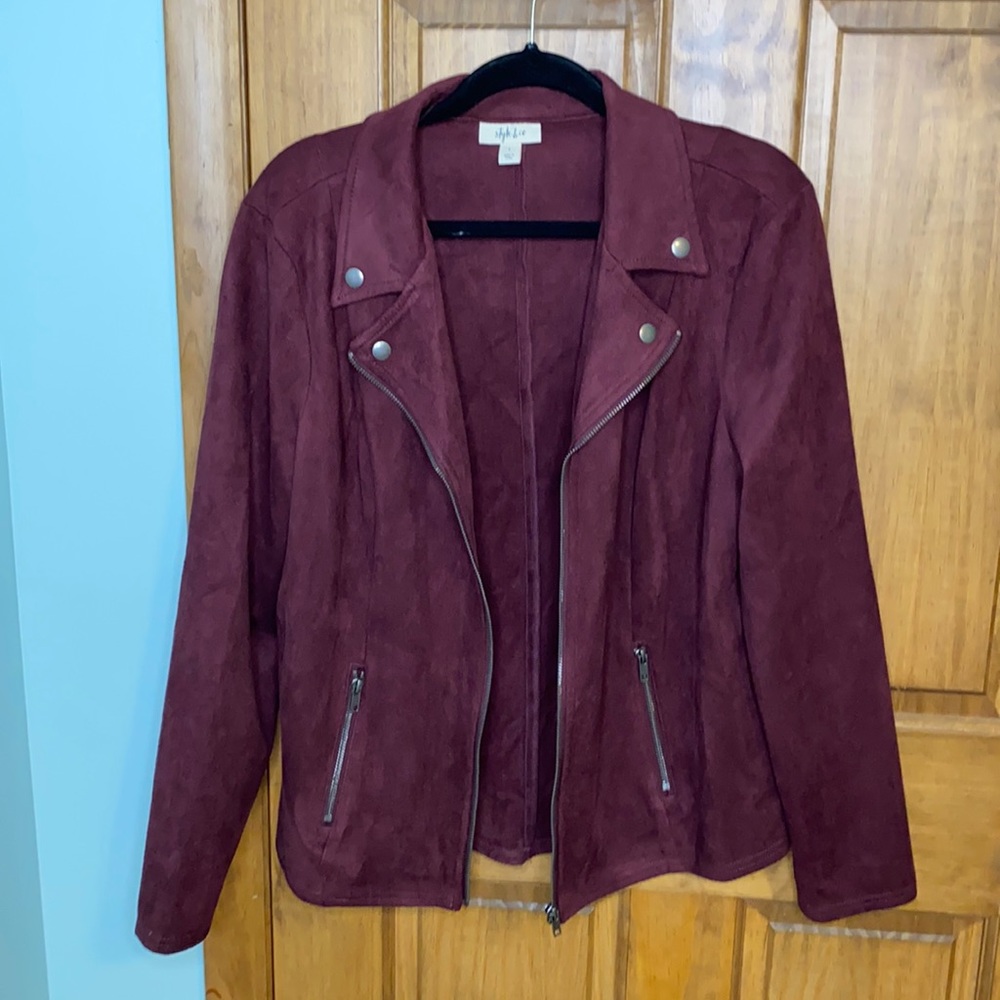 Style & Co. faux suede, zip up jacket, size large